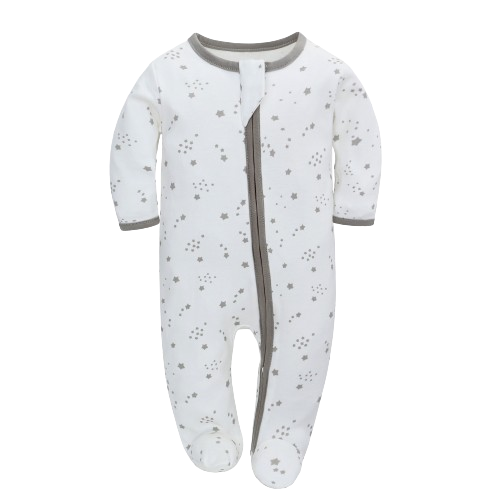 Grey Star on White Romper Beanie Set