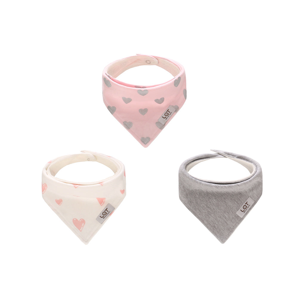 Bib 3 Pk - Pink and Grey