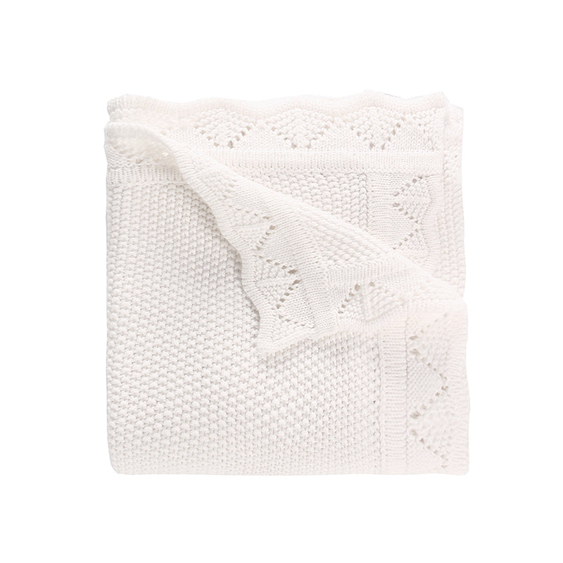 Cream Cotton Knitted Blanket