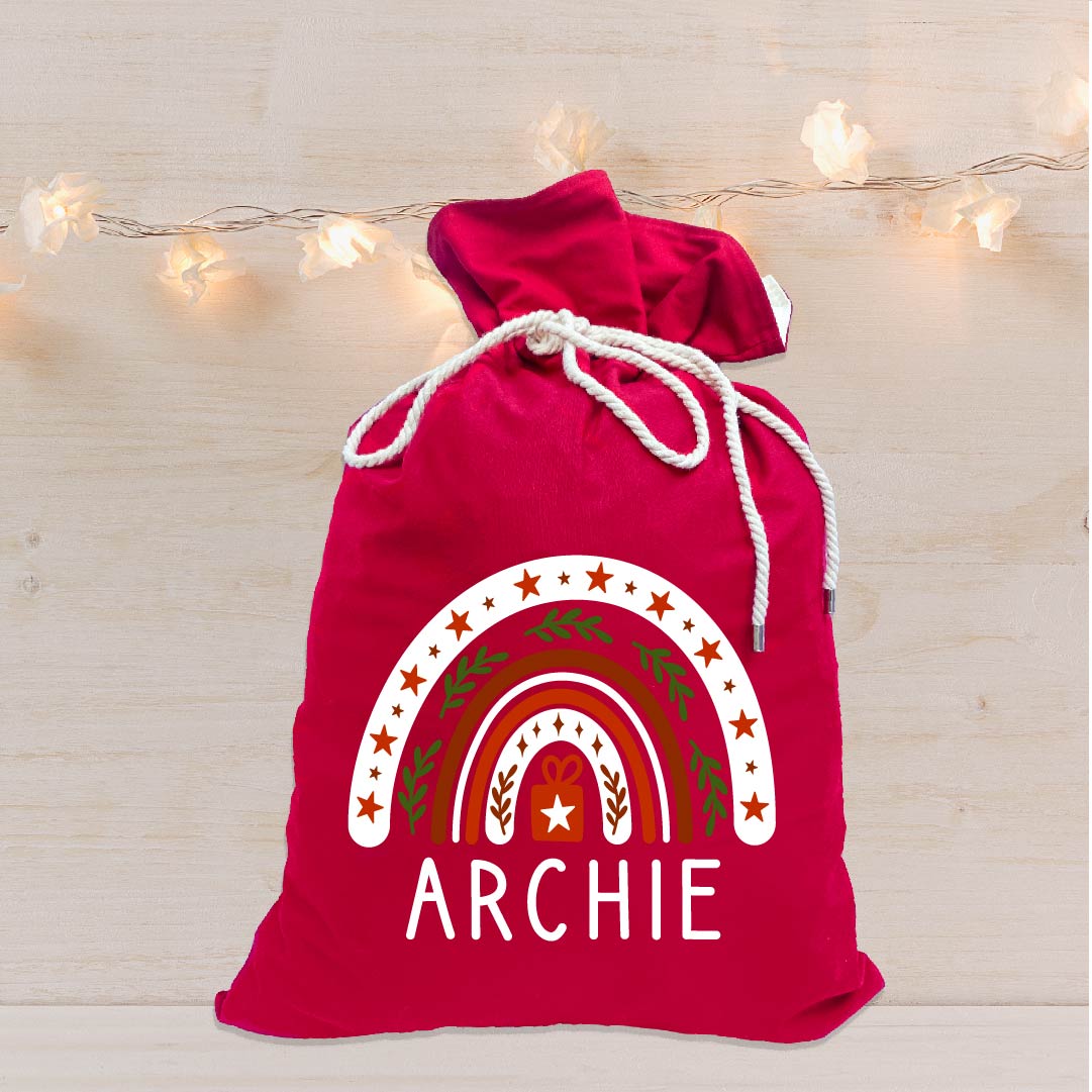 Christmas Rainbow Red Sack