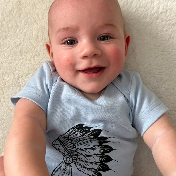 Little Chief | Black on Blue Bodysuit