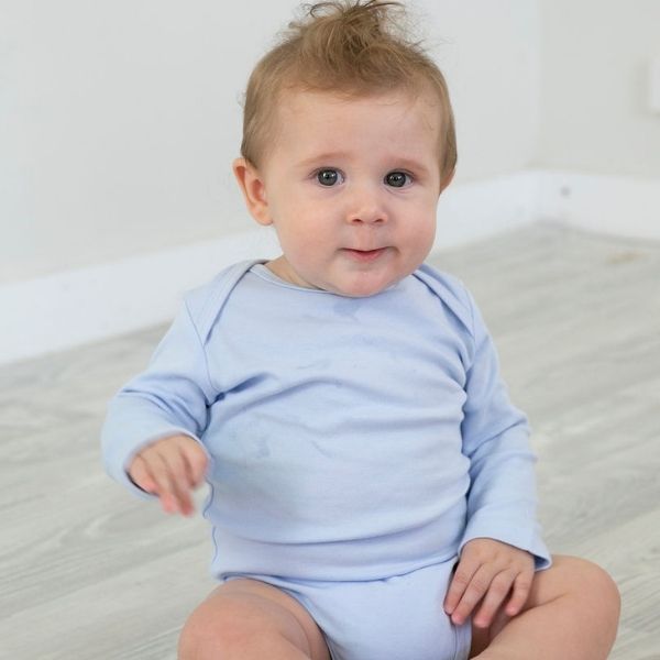 Plain Blue Long Sleeve Bodysuit
