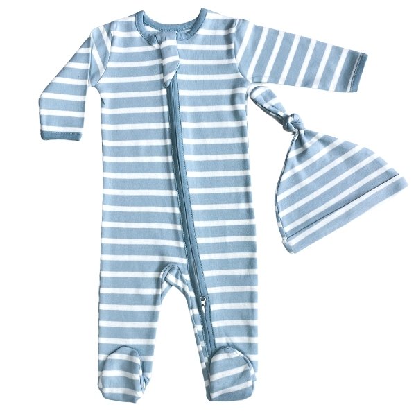 Blue Stripe Zippy Romper Set
