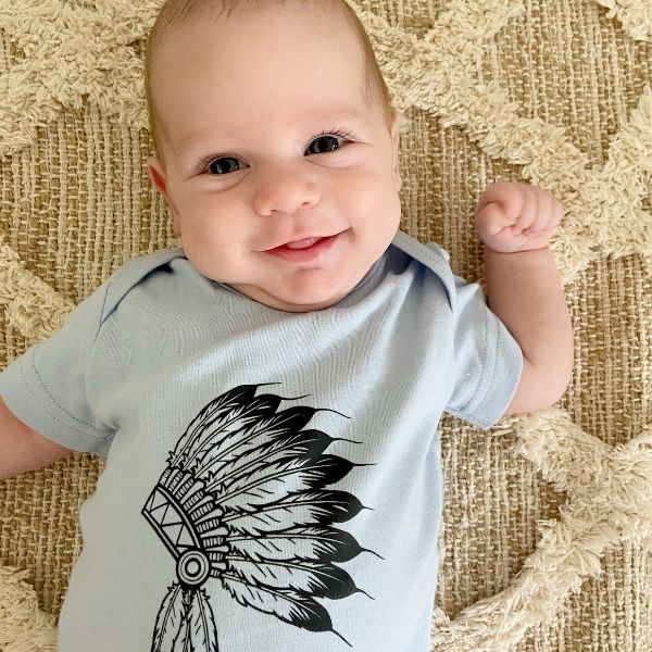 Little Chief | Black on Blue Bodysuit