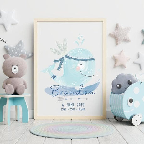 Baby Whale Personalised Birth Print