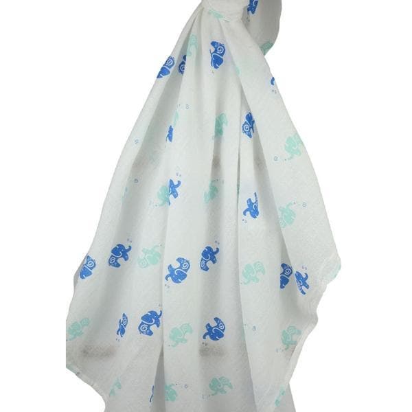 Blue Elephant Muslin Wrap