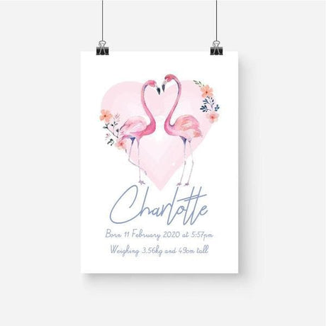 Flamingo Personalised Birth Print