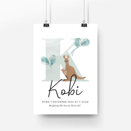 Kangaroo Personalised Birth Print