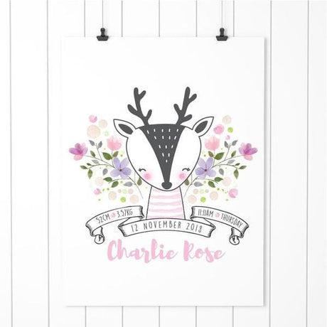 Little Deer Baby Birth Print