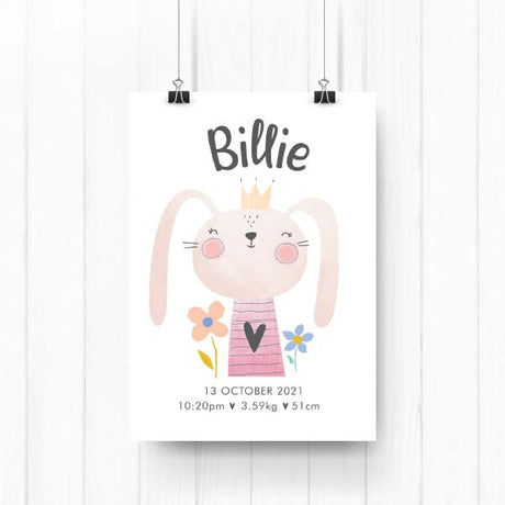 Bunny Personalised Birth Print