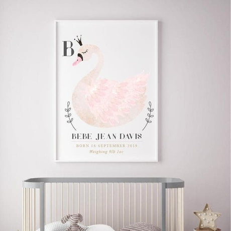 Swan Personalised Birth Print