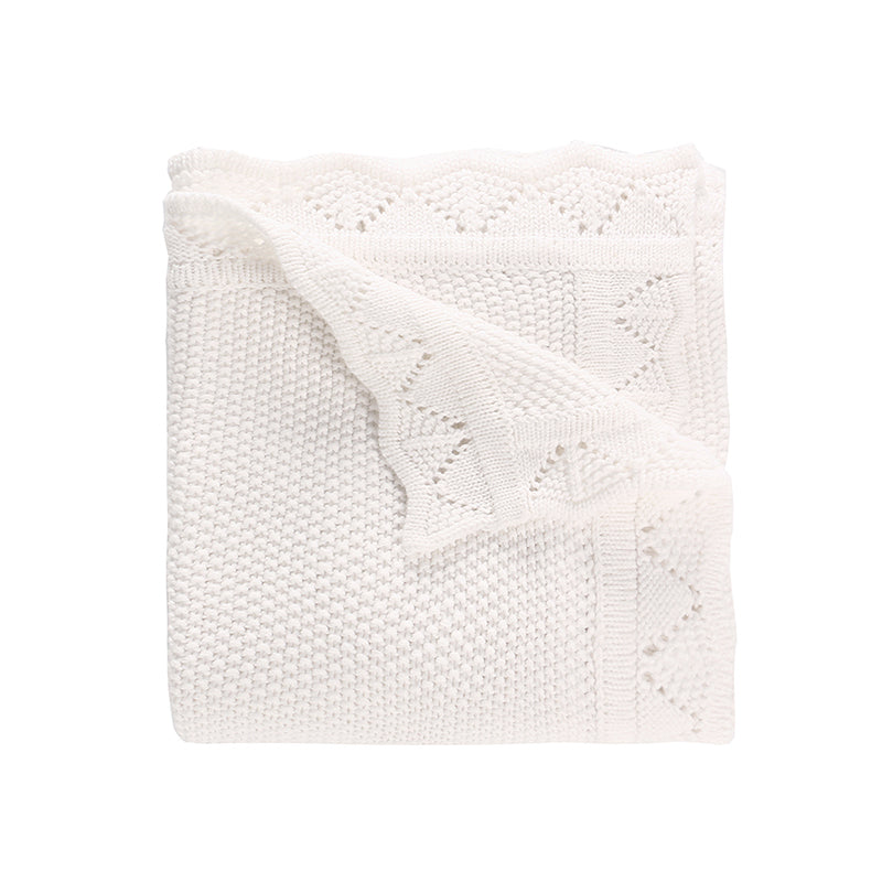 Cream Cotton Crochet Blanket