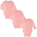 3 PACK of Plain Pink Long Sleeve Bodysuit
