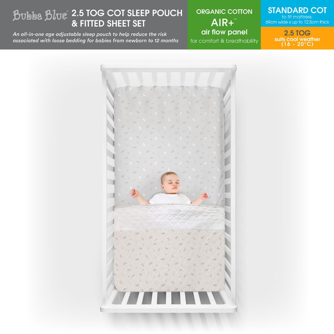 Bunny Forest 2.5 TOG COT Sleep Pouch & Fitted Sheet Set
