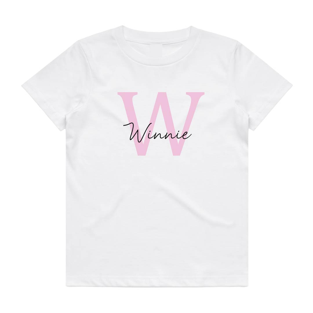 Big Letter Pink Tee | Personalised | 2 Colours