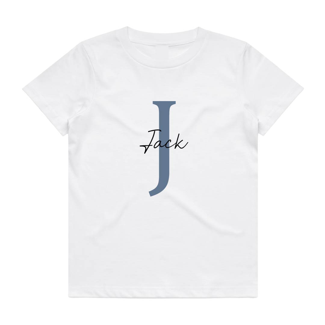 Big Letter Blue Tee | Personalised | 2 Colours