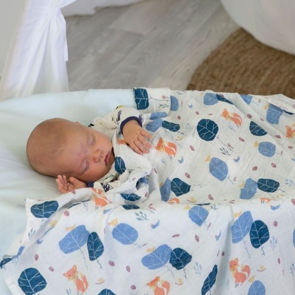 Blue Woodland Muslin Wrap