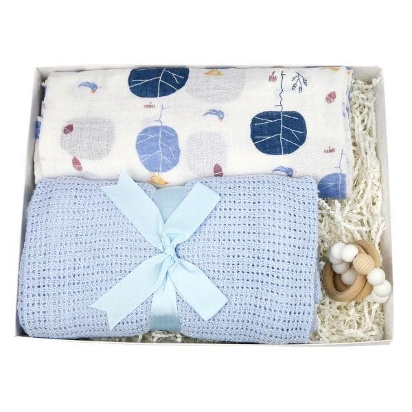 Blue Woodland Wrap Baby Boy Gift Set