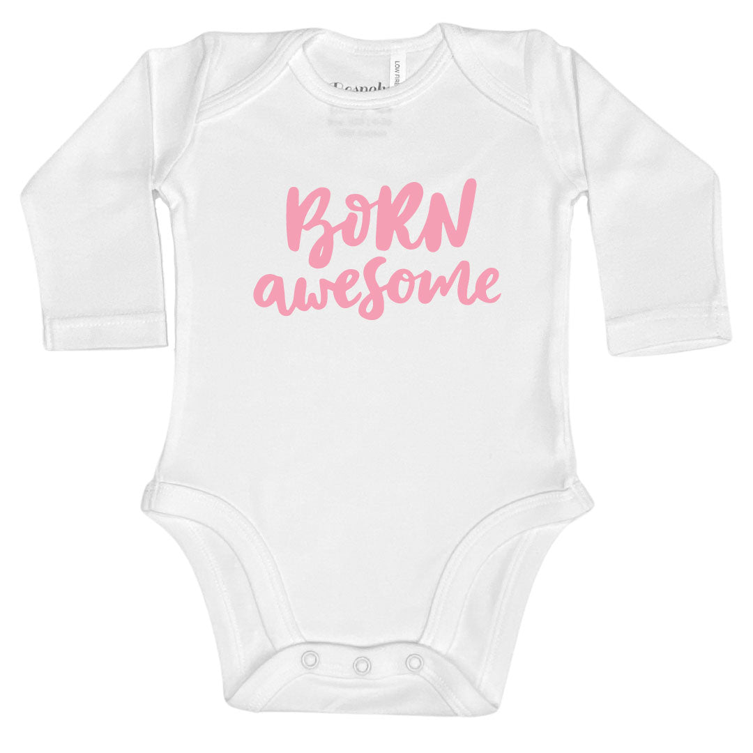 Born Awesome | White Bodysuit | 4 Colours