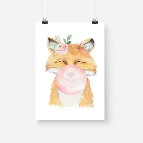 Bubbles Owl Fox Raccoon Wall Art