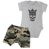 Skull Bodysuit + Camo Shorts