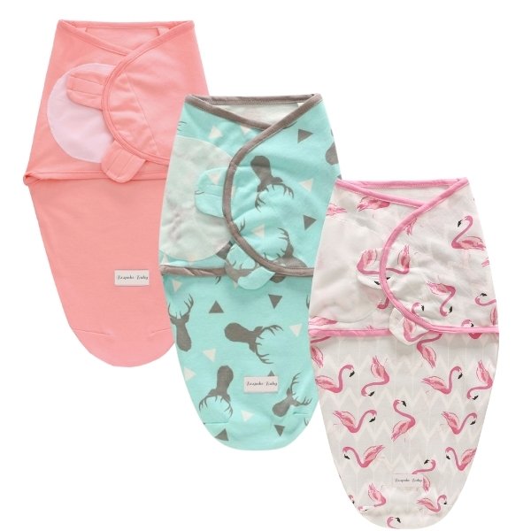 Coral Deer Flamingo Swaddle 3pk