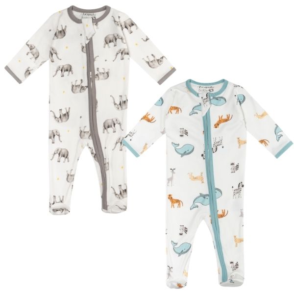 Elephant Animals Zipsuit 2pk