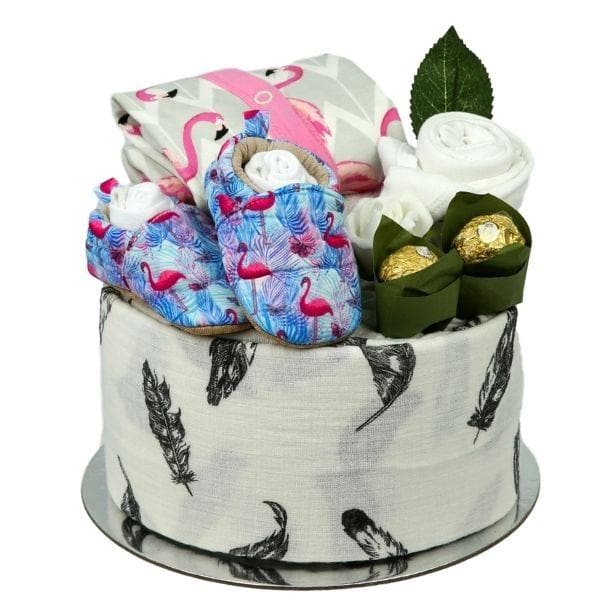 Flamingo Feathers Nappy Cake