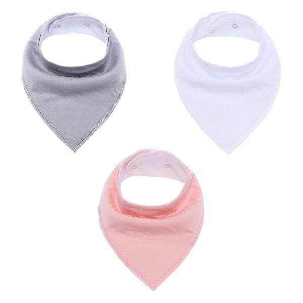 Baby Bibs 3pk - Coral Pink, Grey, White