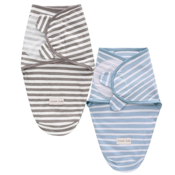 Blue and Grey Stripes Swaddle 2pk