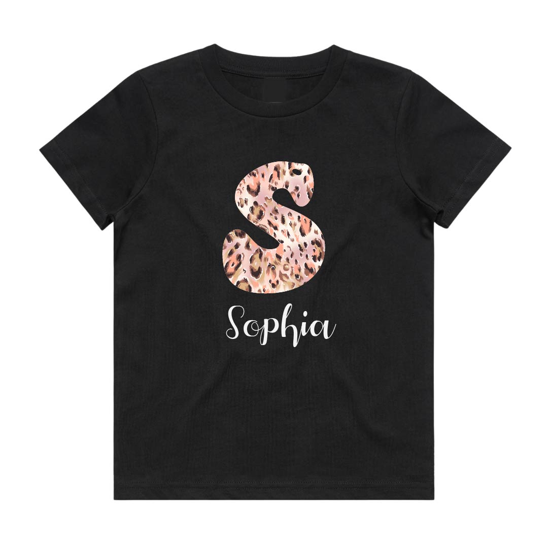 Personalised Leopard Letter Tee | 2 Colours