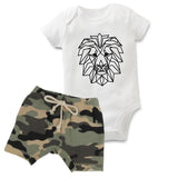 Lion Bodysuit + Camo Shorts