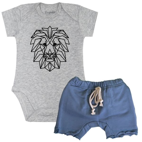 Lion Bodysuit + Blue Shorts