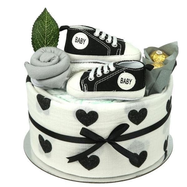 Love Black Baby Shoes Nappy Cake