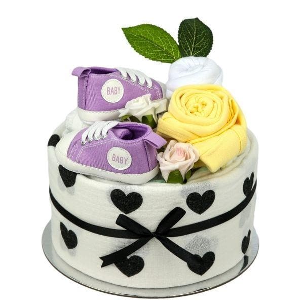 Love Purple Baby Shoes Nappy Cake