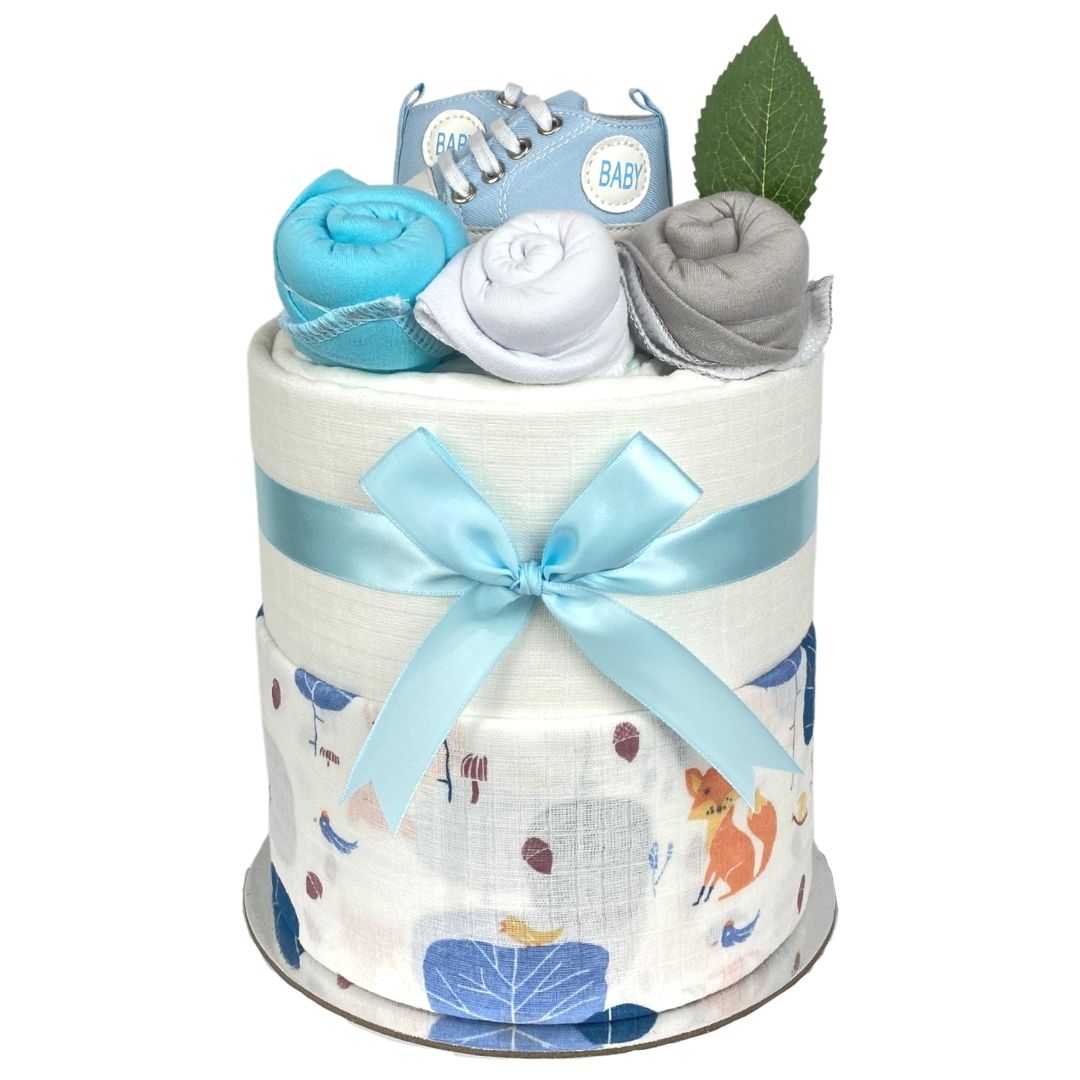 Blue Woodland Nappy Cake