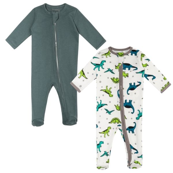 Ocean Green Dino Zipsuit 2pk