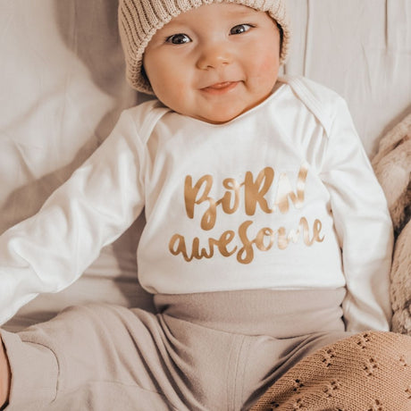 Born Awesome | White Bodysuit | 4 Colours