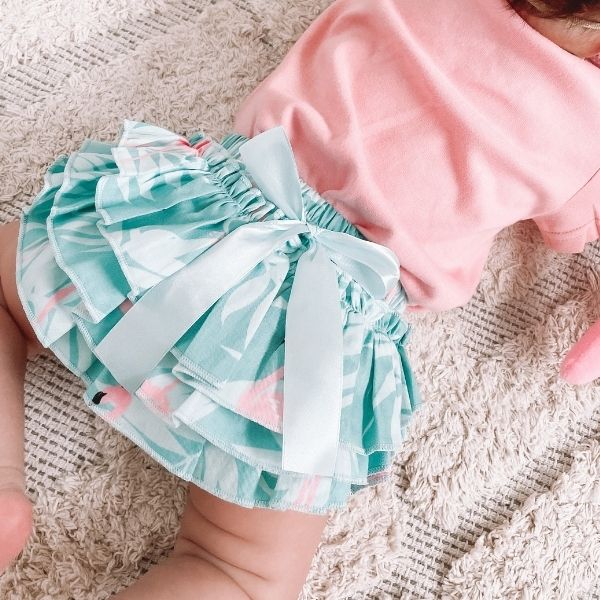 Flamingo Ruffle Bloomers Green