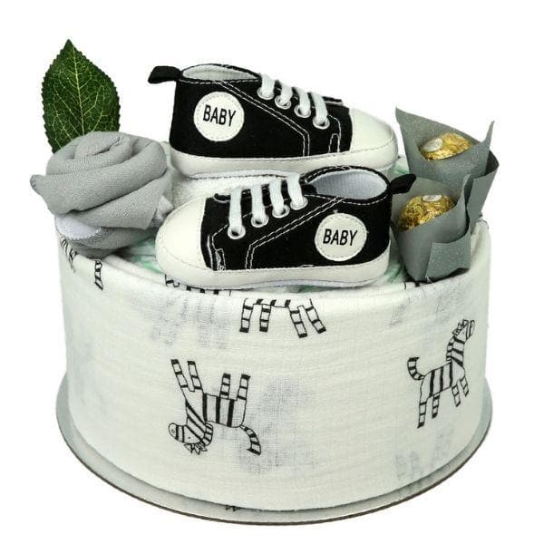 Zebra Wrap Black Shoes Nappy Cake