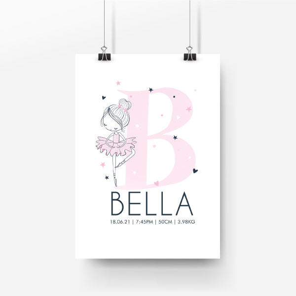 Ballerina Personalised Birth Print