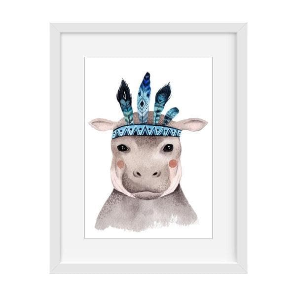 Boho Hippo Drawing Wall Art. Bespoke Baby Gifts. Nursery Prints. Kids Wall Art. Nursery Wall Art. kids prints. nursery art. wall art australia. bedroom wall art