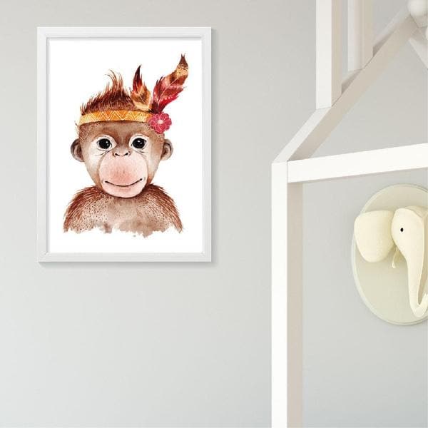 Boho Monkey Wall Art. Bespoke Baby Gifts. Nursery Wall Art. Kids Wall Art. Unisex baby Gifts. Baby shower gift ideas. Baby shower gifts. Unique gifts australia. Online gifts australia