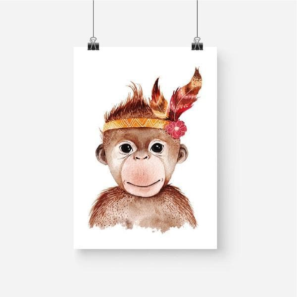 Boho Monkey Wall Art. Bespoke Baby Gifts. Nursery Wall Art. Kids Wall Art. Unisex baby Gifts. Baby shower gift ideas. Baby shower gifts. Unique gifts australia. Online gifts australia