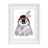 Boho Penguin Drawing Wall Art. Bespoke Baby Gifts. Nursery Prints. Kids Wall Art. Nursery Wall Art. kids prints. nursery art. wall art australia. bedroom wall art
