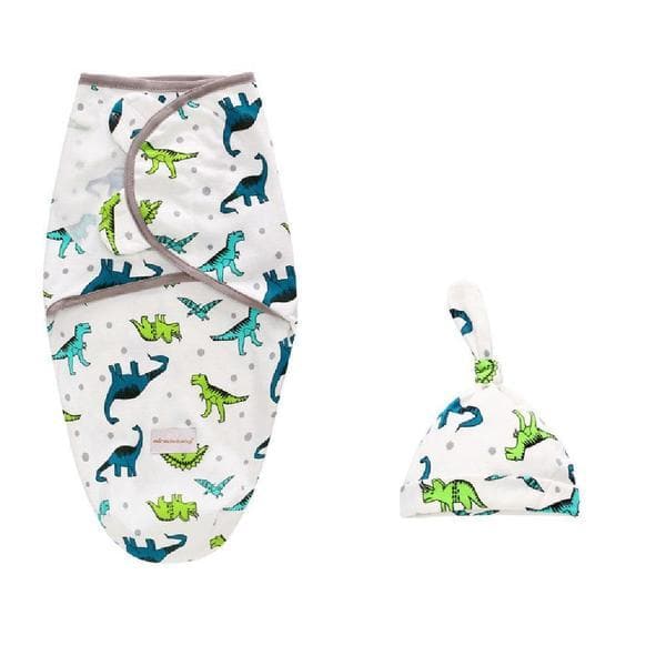 Dinosaur Swaddle Set. Baby Swaddle Wrap with velcro. Bespoke Baby Gifts
