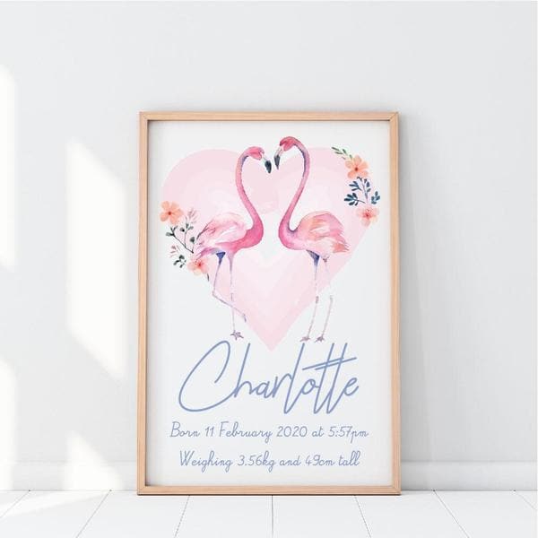 Flamingo Personalised Birth Print