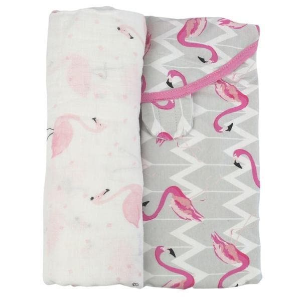 Flamingo Swaddle Wrap Set