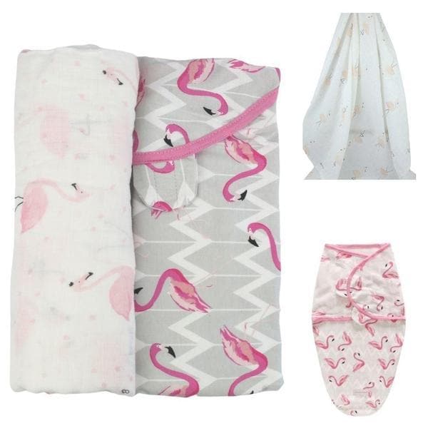 Flamingo Swaddle Wrap Set