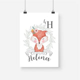 Foxy Woodland Personalised Birth Print